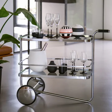 Thonet - S 179 Serveerwagen, chroom / grijs