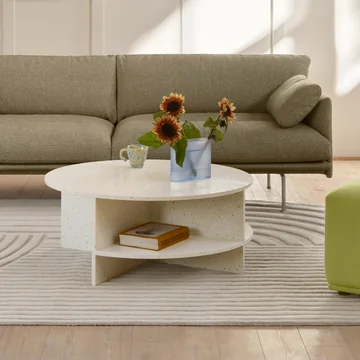 Muuto - Halves Salontafel, gebroken wit terrazzo