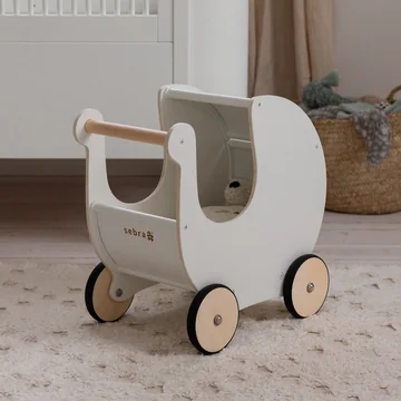 Sebra - houten poppenkinderwagen, classic white