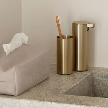 Blomus - Modo Zeepdispenser en tandenborstelbeker, messing