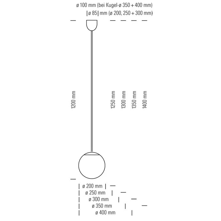 HL99 Bauhaus ophanging met opalen bol