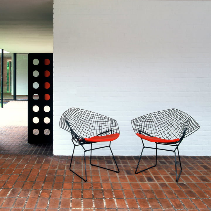 Knoll - "Diamond" buitenstoel, zwart