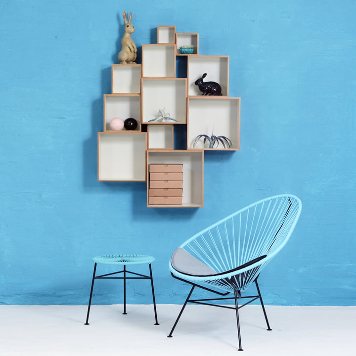 OK Design - Babushka Boxen, grijs, Acapulco Chair, blauw