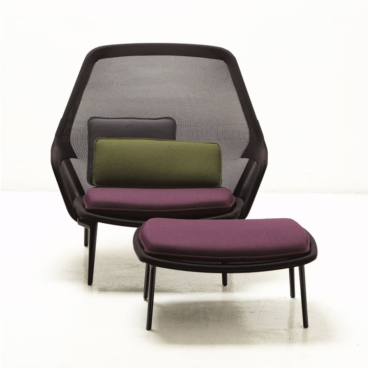 Vitra - Slow Chair &Ottomaanse voorkant, chocolade, bruin