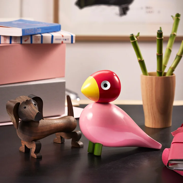 Zangvogel en houten hond van Kay Bojesen