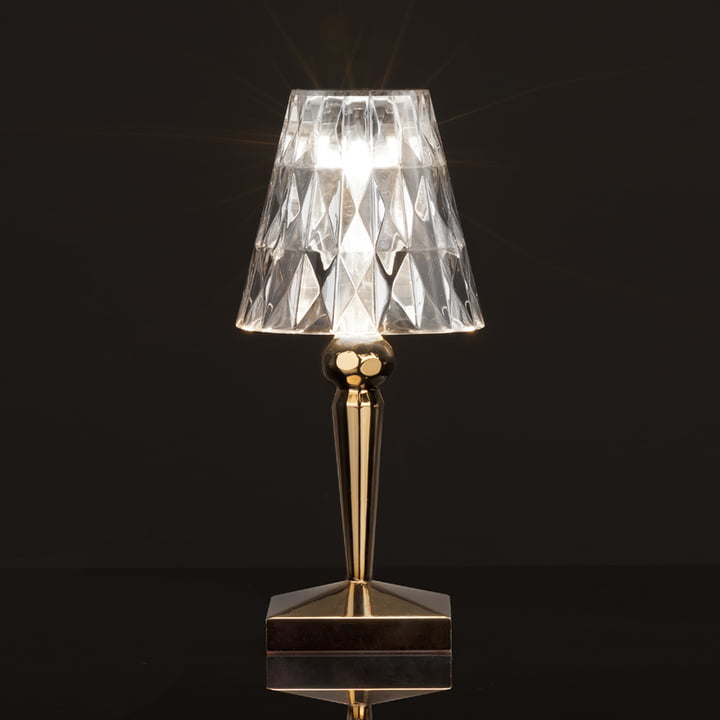 Kartell - Battery Bedlampje in kristalhelder met metaalkleurig frame