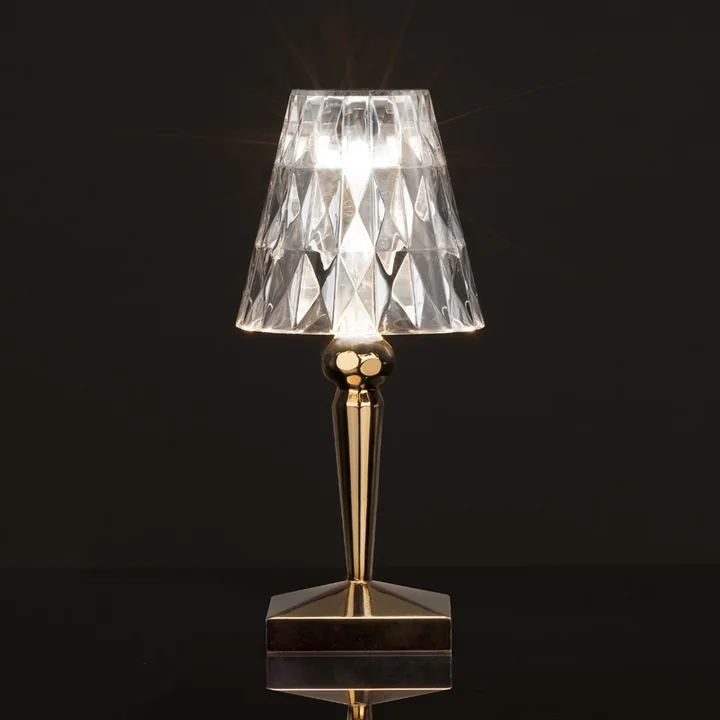 Kartell - Battery Bedlampje in kristalhelder met metaalkleurig frame