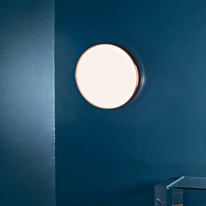 Flos - Clara Wall en Plafondlamp LED, wit met decoratieve koperen ring