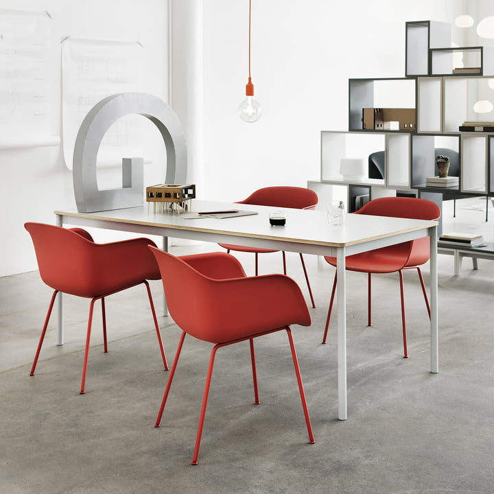 Muuto - Fiber Chair - Tube Base, rood