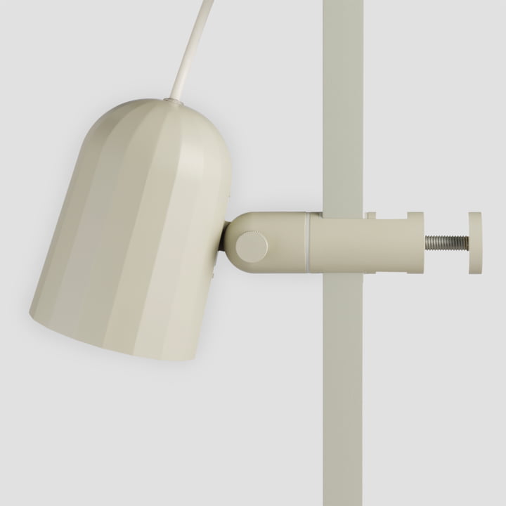 Witte klemlamp met verstelbare kop