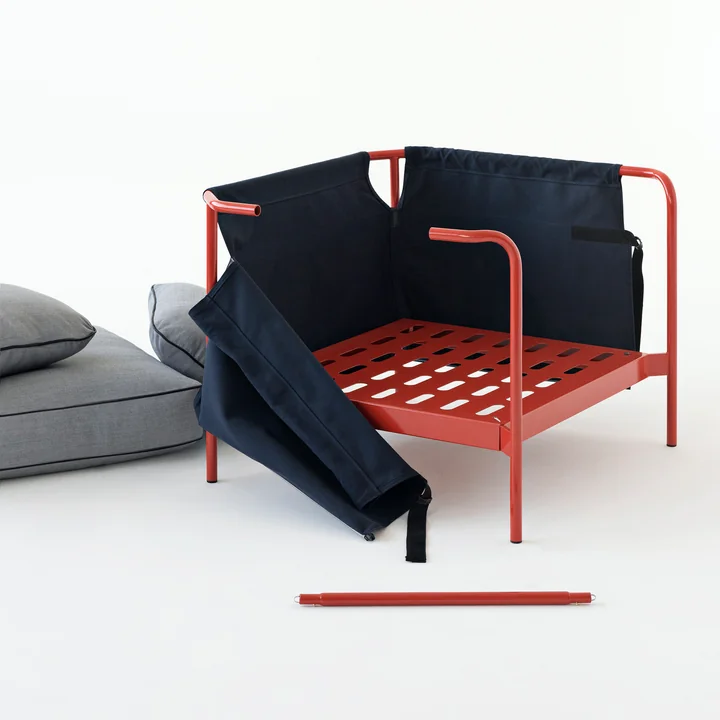 Canvas fauteuil in rood / Canvas blauw / Canvas grijs door HAY in constructie