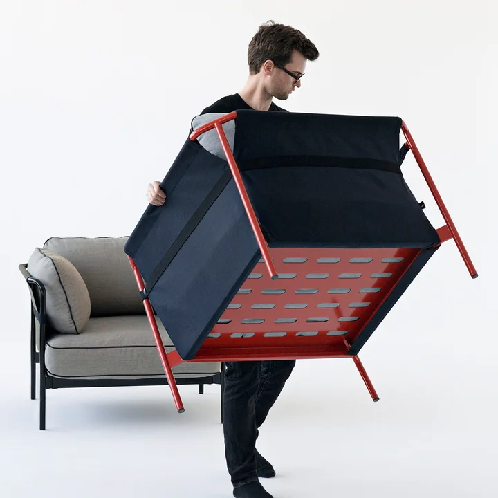 Canvas fauteuil in rood / Canvas blauw / Canvas grijs van HAY