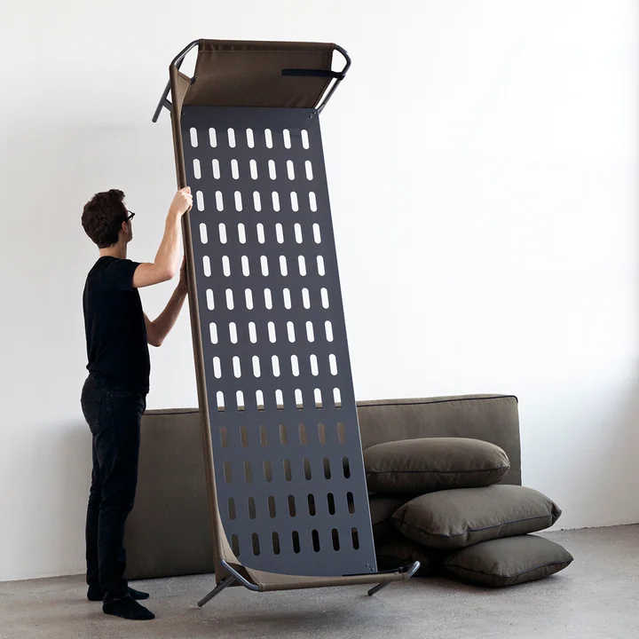 Hooi - Kan bank, 3-zits, zwart / Canvas leger / Canvas leger / Canvas leger