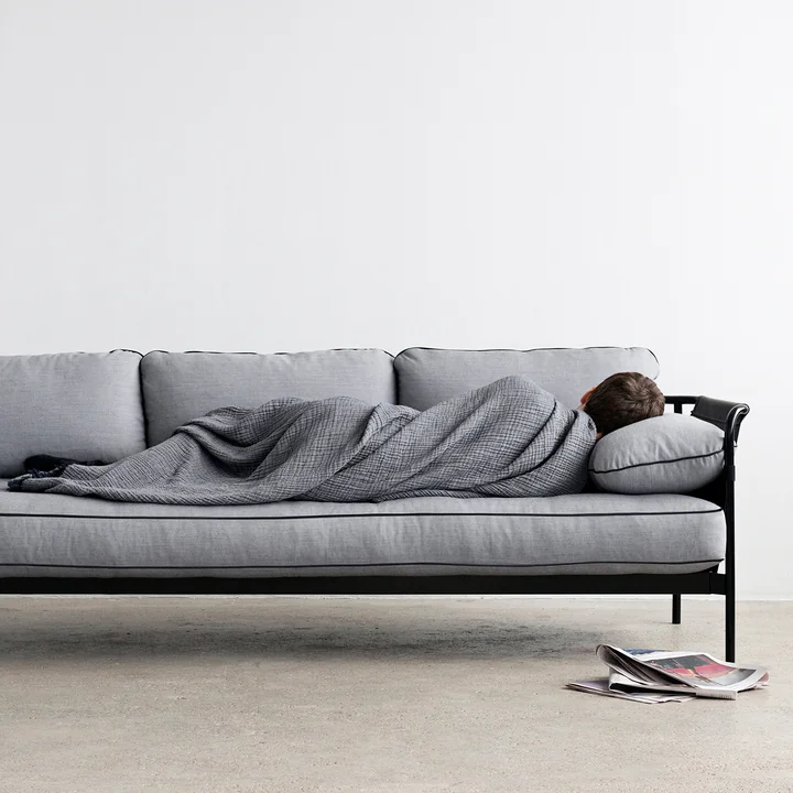 Hooi - Can Sofa, 3-zitsbank, zwart / Canvas zwart / Canvas grijs / Canvas grijs
