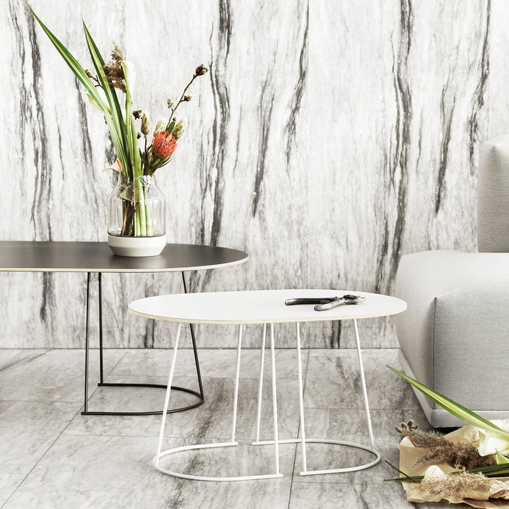 De Airy Coffee Table, klein, wit en groot, zwart van Muuto