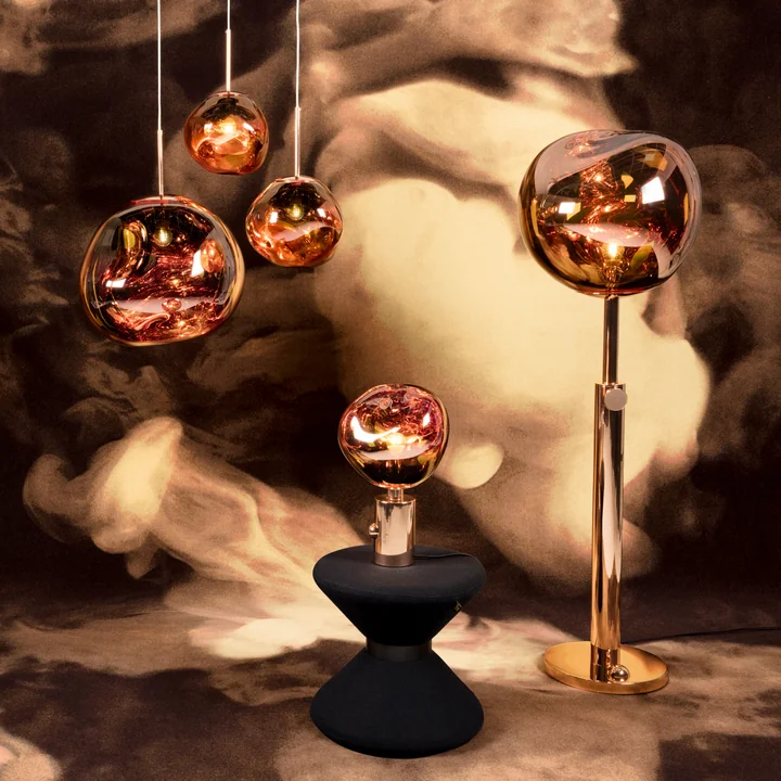 De Tom Dixon - Melt lampen in koper - staande lamp - tafellamp - hanglamp
