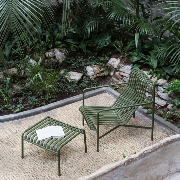 Palissade Hoge Loungestoel met Ottoman van HAY