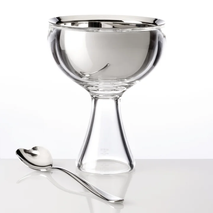 Grote Love Ice Cream Bowls met lepels van Alessi in Ice Grey