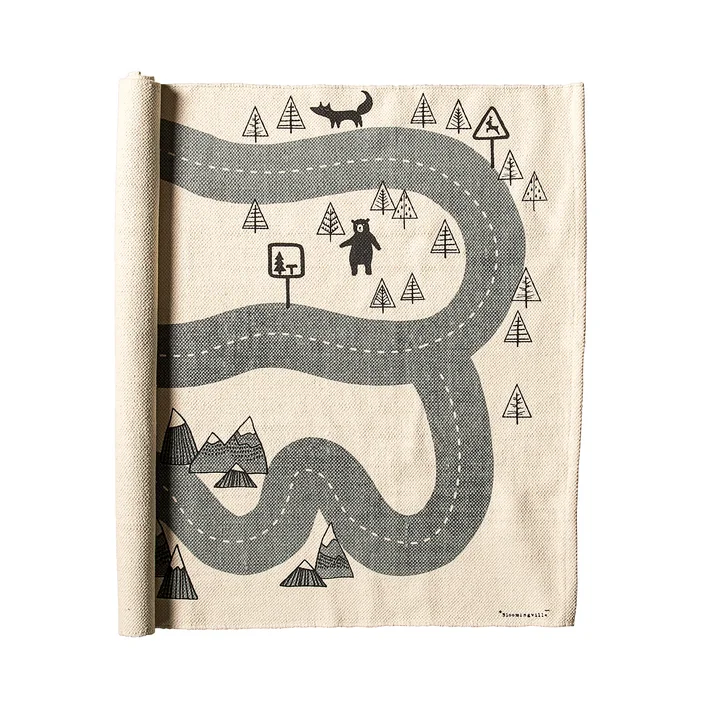 Speelgoedtapijt Verkeer van Bloomingville in Beige/grijs