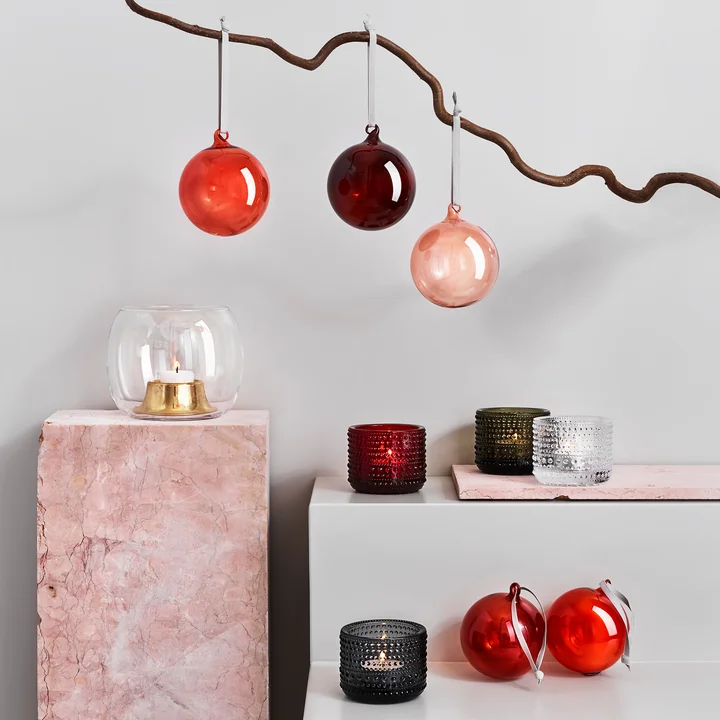 De Iittala - Kaasa theelichthouder - Glazen kerstballen Met de Kastehelmi Votive