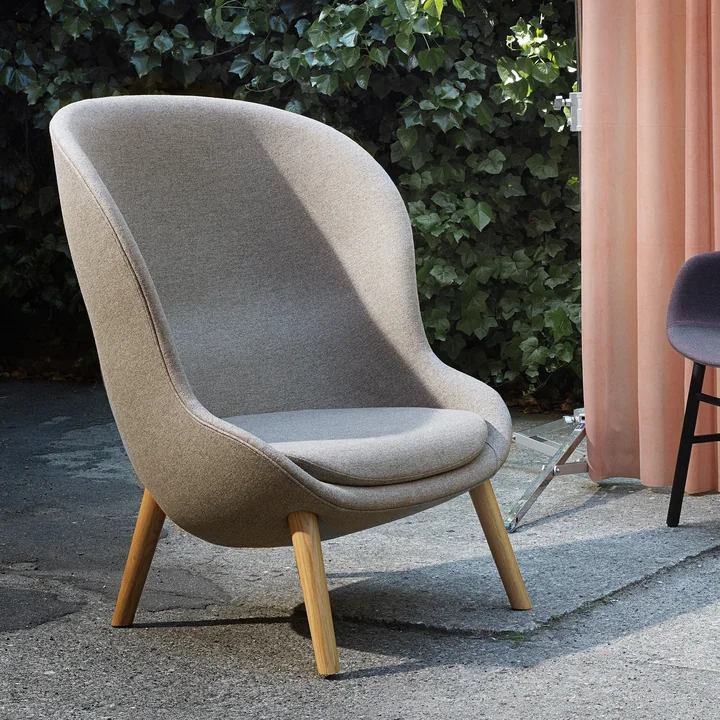 Hyg Lounge Chair High van Normann Copenhagen - Eik / grijs (vlas MLF26)