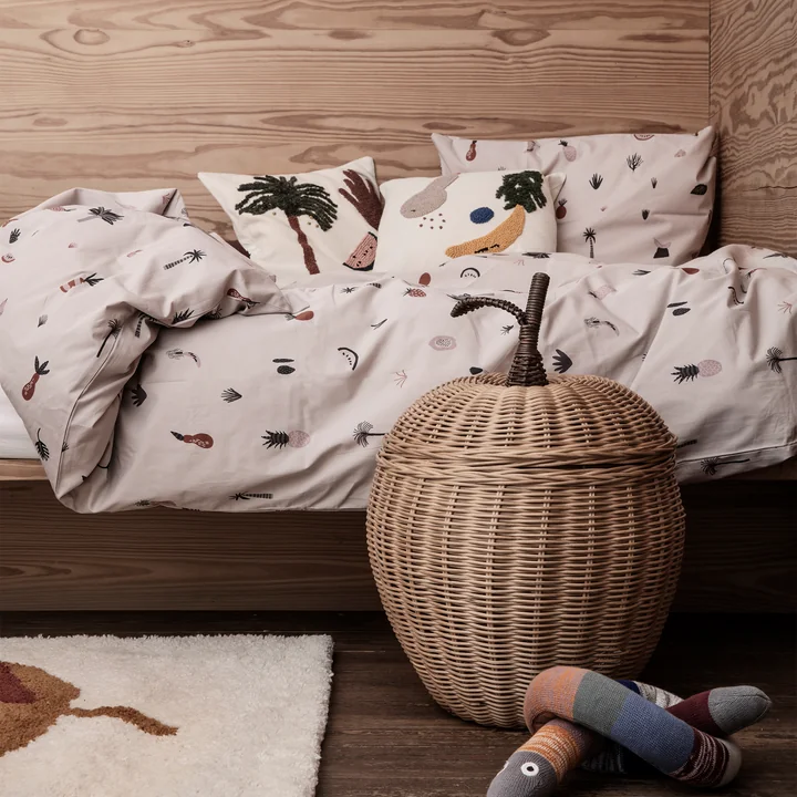 Gevlochten appelmand, Ø 36,5 x H 52 cm van de gisting Woonkamer in de kinderkamer