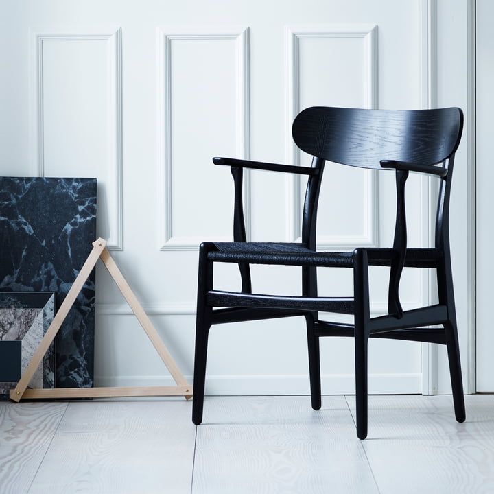 CH26 Fauteuil van Carl Hansen in zwart gebeitst eiken