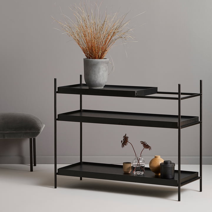 Tray Shelf laag vanaf Woud in zwart gelakt eiken / zwart