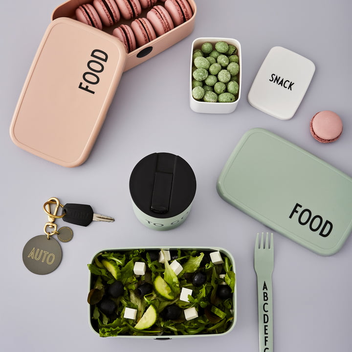 Food & Lunch Box in groen en nude en Snack Box in wit van Design Letters