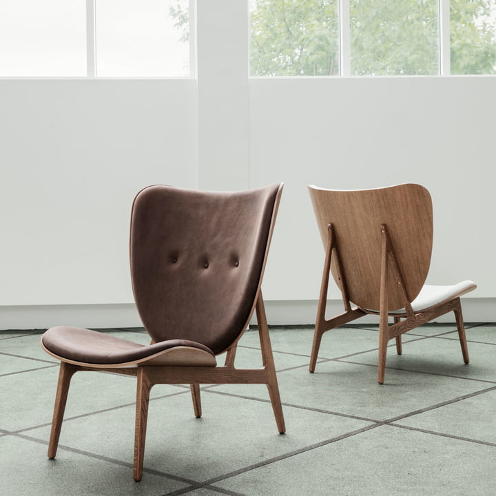 Elephant Lounge Fauteuil van Norr11 in gebeitst eiken / antraciet leer