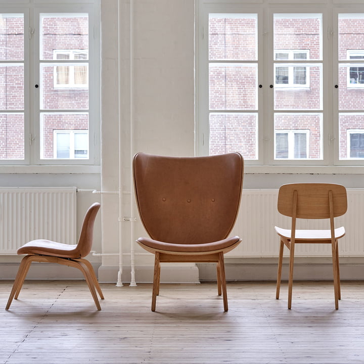 Elephant Lounge Fauteuil van Norr11 in gebeitst eiken / antraciet leer