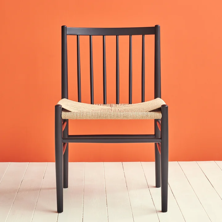 J80 Stoel, zwart gelakt beuken / vlechtwerk naturel by FDB Møbler