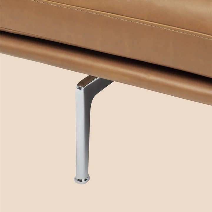 Outline Sofa 3-zits van Muuto in cognac Refine leder / gepolijst aluminium