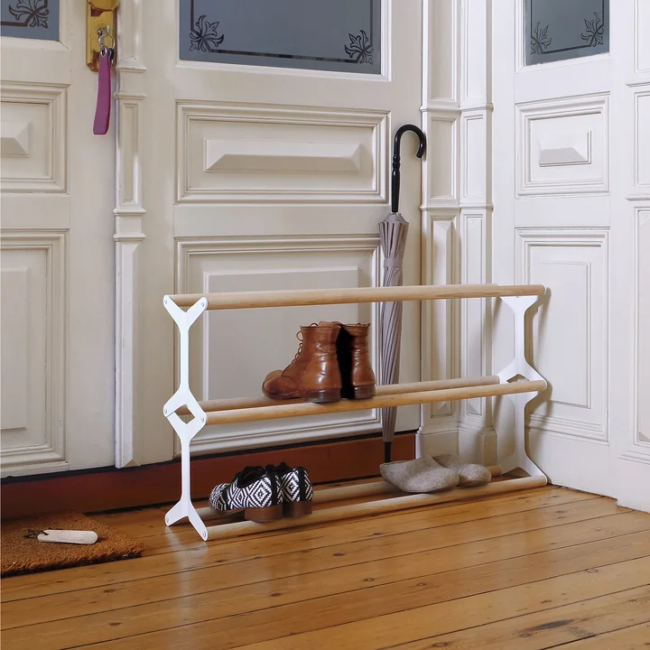 Schoenenrek Stixx 3-voudig uit vonbox in wit / As