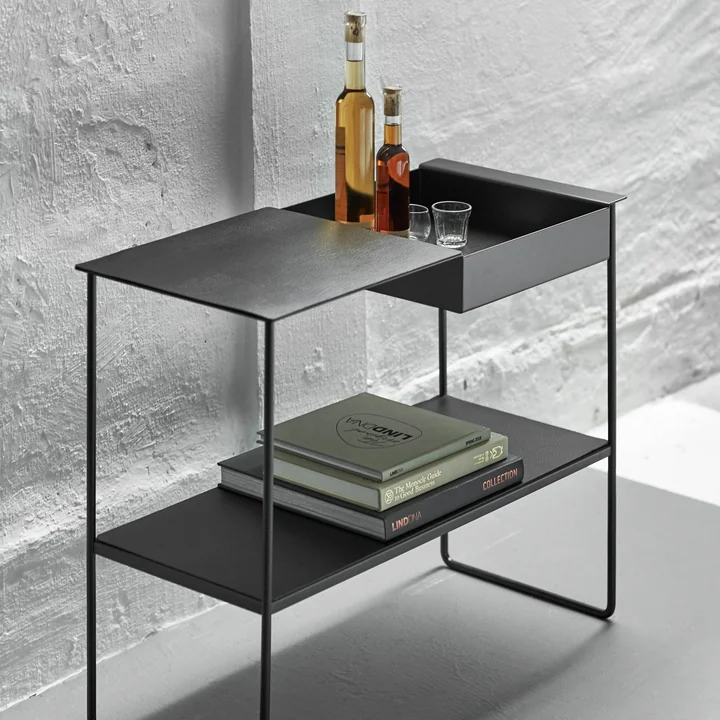 Console tafel met dienblad van Lind DNA in aluminium zwart / Bull zwart