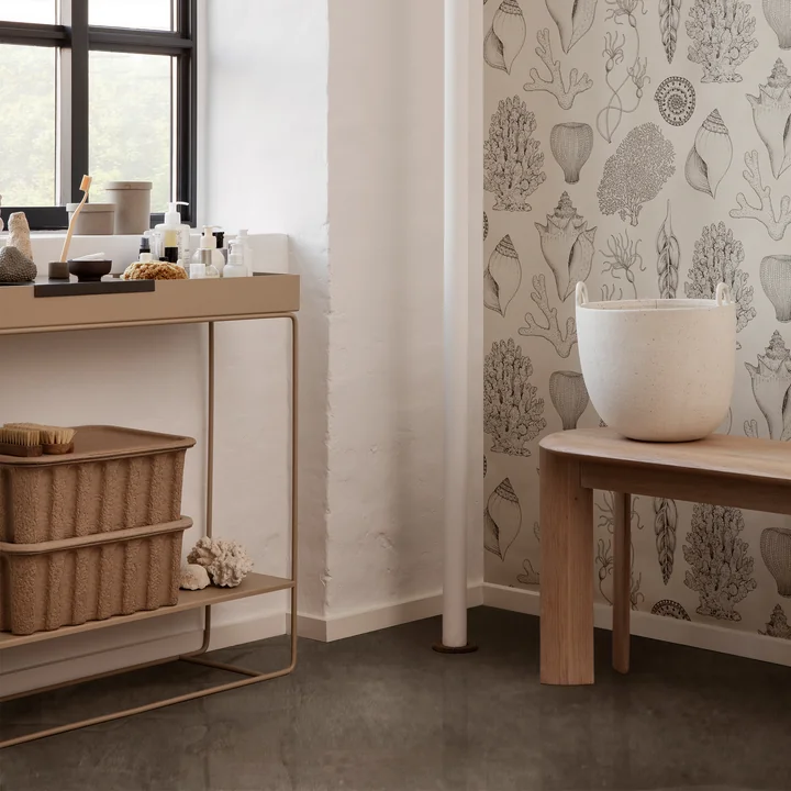 Speckle Plantenpot, gebroken wit en plantenbak met 2 niveaus van Ferm Living