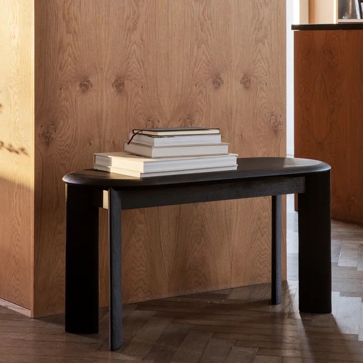 Bevel Bank, 90 x 35 cm, zwart geolied eikenhout van Ferm Living