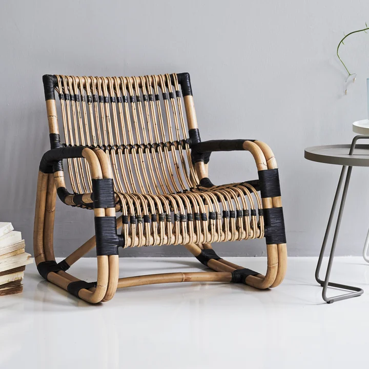 Curve Loungestoel binnenshuis, naturel / zwart van Cane-line