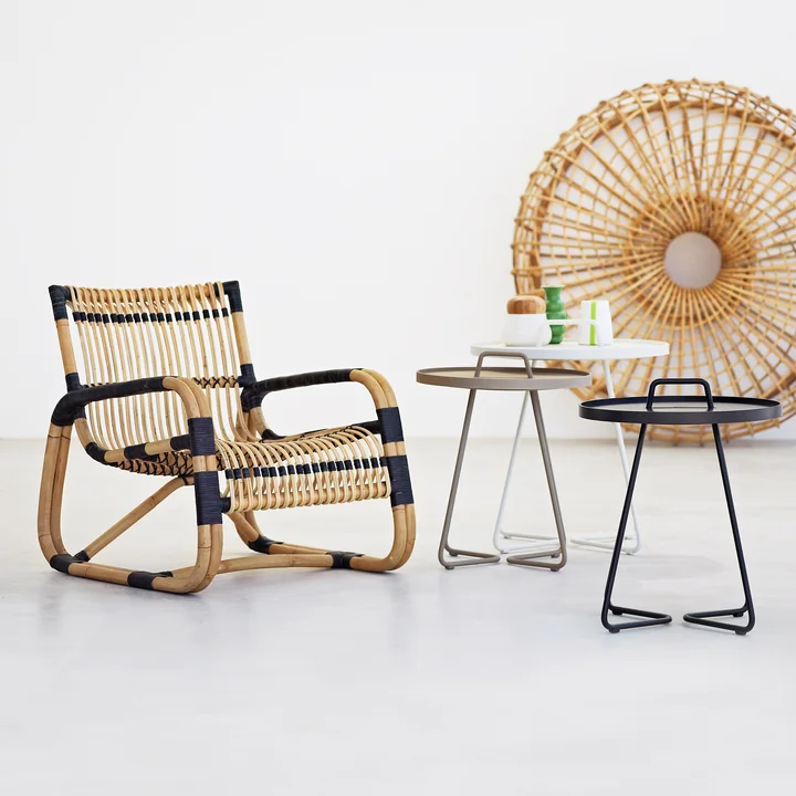 Curve Loungestoel binnenshuis, naturel / zwart van Cane-line