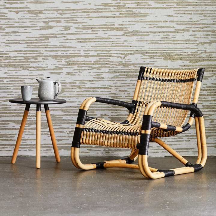 Curve Loungestoel binnenshuis, naturel / zwart van Cane-line