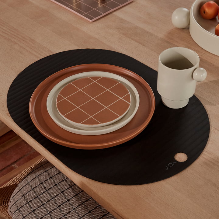 Ribbo Ovale placemat, zwart van OYOY