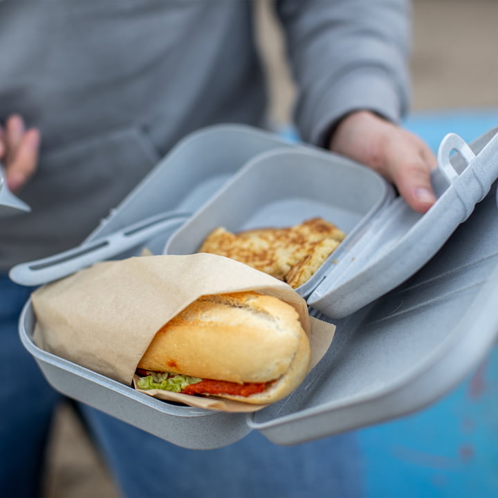 Pascal Ready Lunchbox set met Klikk bestek van Koziol in organic blauw