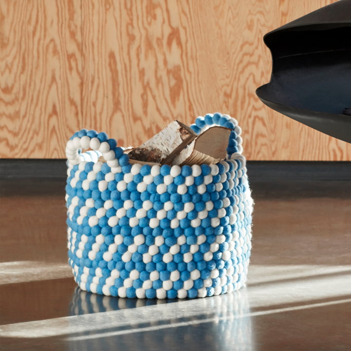 Bead Opbergmand met hengsels, Ø 40 x H 27 cm, blauw streepje van Hay.