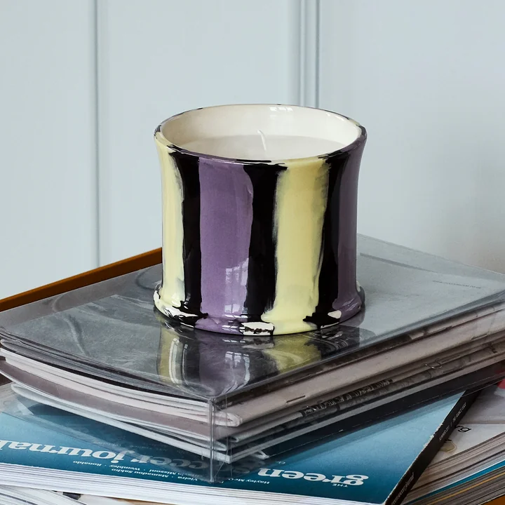 Stripe geurkaars, Ø 10 x H 8,5 cm, vijgenblad van HAY .