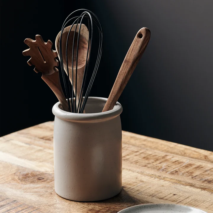 Pion keukengereihouder, grijs / wit gevuld met keukengerei