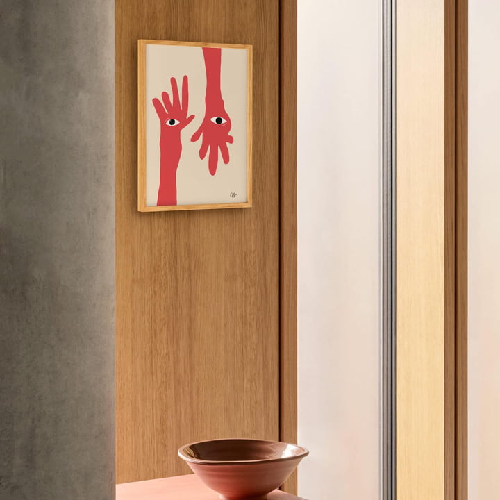 Het Hamsa Hands affiche van Paper Collective speelt met het abstracte en het spirituele