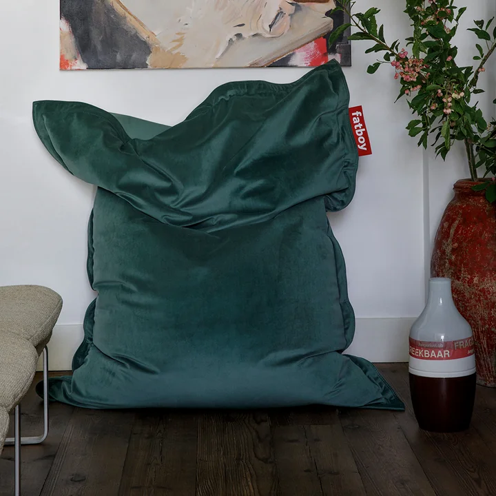 De zitzak Original Slim Velvet recycled , sage in sfeer
