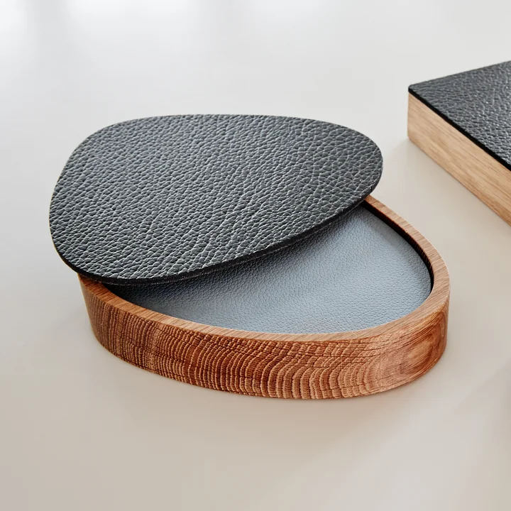 Wood Box met deksel curve S 1 2. 5 x 14 cm van Lind DNA in eik natuur/zwart