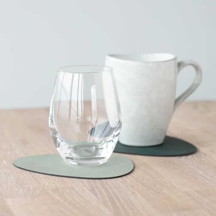 Glazen onderzetters Curve Double van Lind DNA in Nupo dark Green / olive Green