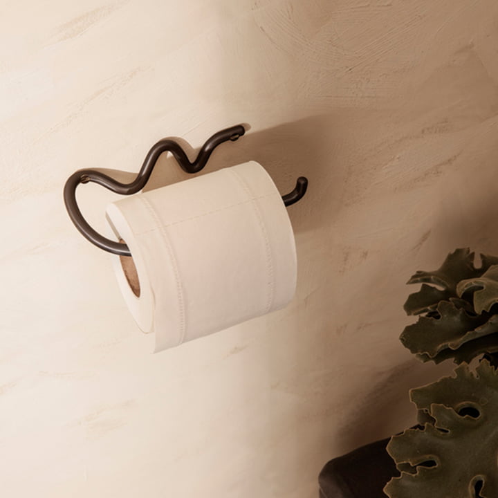 Curvature Toiletpapierhouder van ferm Living in zwart